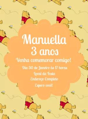 Convite de Aniversário Ursinho Pooh para Editar Online