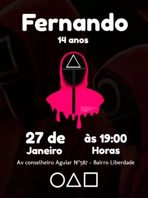Convite de Aniversário Round 6 com Símbolos para Editar Online