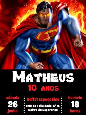 Convite de Aniversário Superman para Editar Online