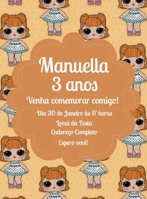 Convite Aniversário Boneca LOL Surprise para Editar Online