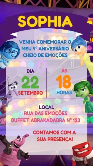 Convite de Aniversário Divertida Mente 2 para Editar Online