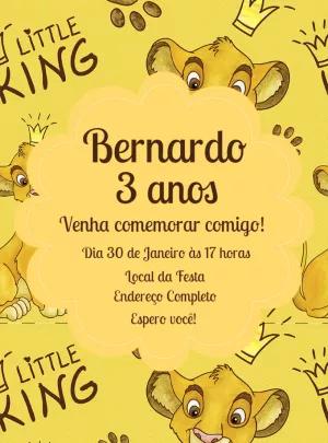 Convite de Aniversário Rei Leão para Editar Online