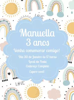 Convite de Aniversário Arco-Íris Boho para Editar Online