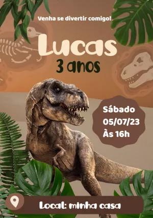 Convite Aniversário Dinossauro Jurassic Park para Editar Online
