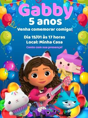 Convite Aniversário Casa Mágica da Gabby para Editar Online