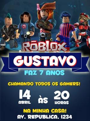 Convite Aniversário Roblox com Personagens para Editar Online