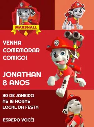 Convite Aniversário Marshall Patrulha Canina para Editar Online