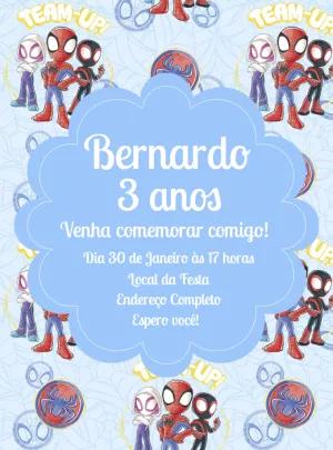 Convite Aniversário Homem-Aranha e Amigos para Editar Online