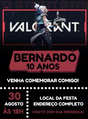 Convite de Aniversário Valorant com a Jett para Editar Online