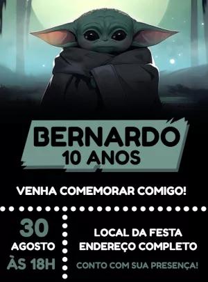 Convite Aniversário Grogu Baby Yoda para Editar Online