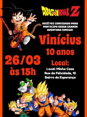 Convite de Aniversário Dragon Ball Z com Goku para Editar Online