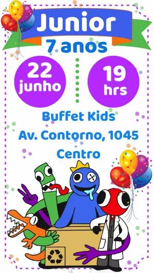 Convite de Aniversário Rainbow Friends para Editar Online