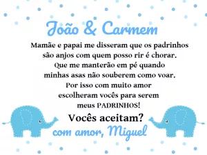 Convite Padrinhos de Batismo Elefantinho Azul para Editar Online