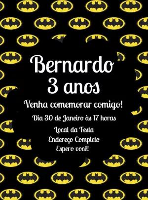 Convite de Aniversário Batman para Editar Online