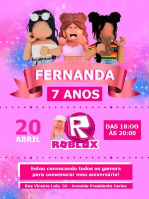 Convite de Aniversário Roblox Menina para Editar Online