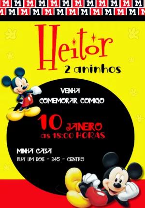 Convite Aniversário Mickey Mouse para Editar Online