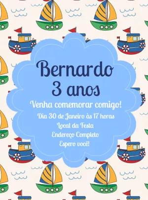 Convite de Aniversário Barquinhos para Editar Online