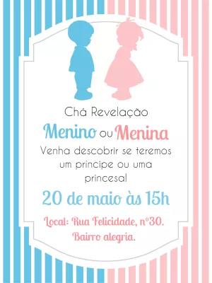 Convite Chá Revelação Menino ou Menina para Editar Online