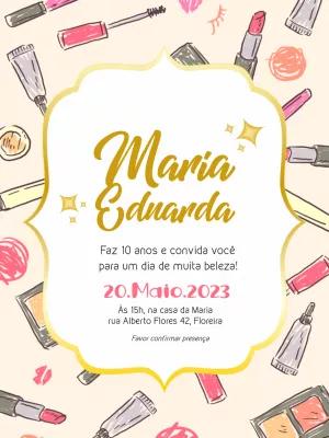 Convite de Aniversário Maquiagem para Editar Online
