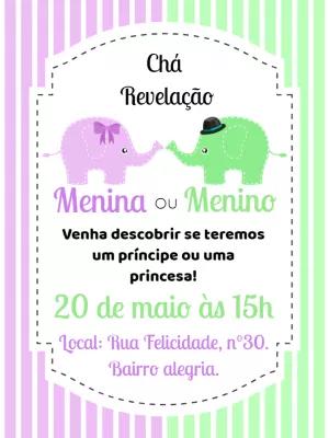 Convite Chá Revelação Elefantinhos Editável Online