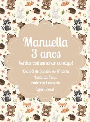 Convite Aniversário Bosque Encantado com Animais para Editar
