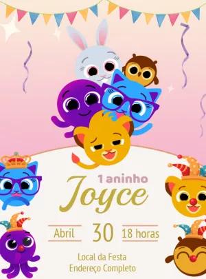 Convite Bolofofos Editável Online para Aniversário Infantil