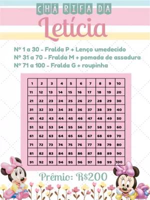Rifa Chá de Bebê Minnie Baby para Editar e Imprimir