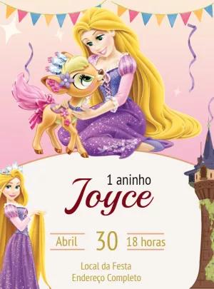 Convite de Aniversário Rapunzel Enrolados para Editar Online