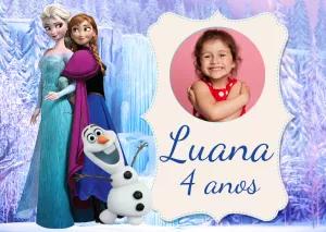 Painel de Aniversário Frozen com Foto para Editar Online