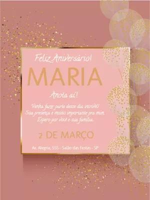 Convite de Aniversário Minimalista com Glitter para Editar Online