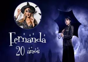 Painel de Aniversário Wandinha Addams com Foto para Editar