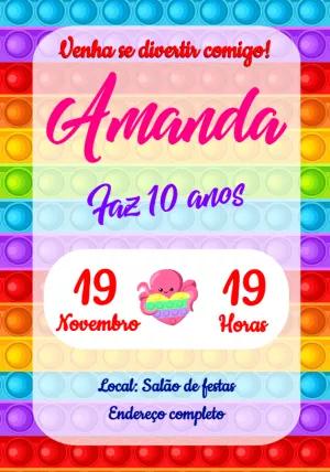 Convite de Aniversário Pop It Fidget Toys para Editar Online