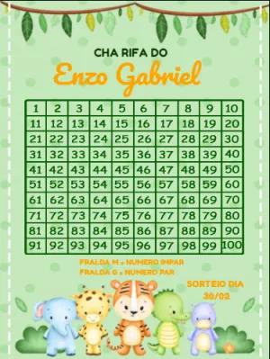 Chá Rifa Safari com Animais Fofos para Editar Online