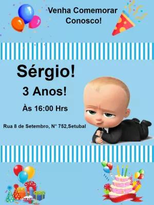 Convite de Aniversário Poderoso Chefinho para Editar Online