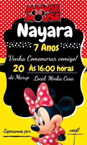Convite de Aniversário Minnie Mouse Vermelha para Editar Online