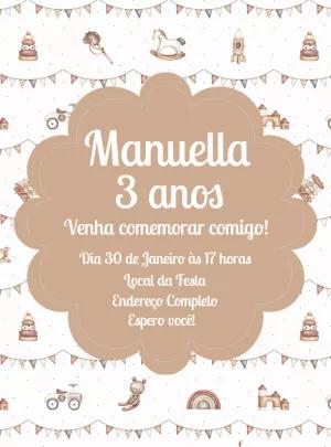 Convite Aniversário Brinquedos Lúdicos para Editar Online