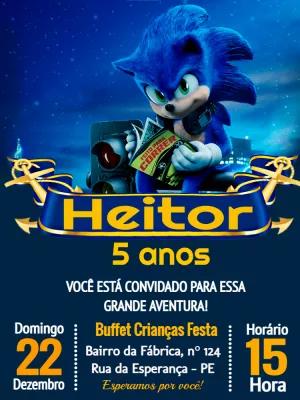 Convite de Aniversário Sonic para Editar Online e Imprimir