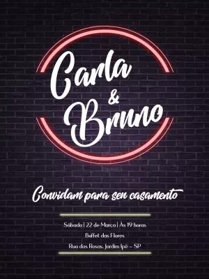 Convite de Casamento Neon Moderno para Editar Online