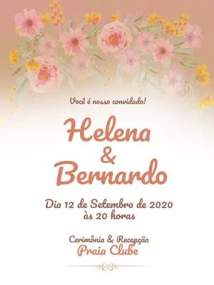 Convite de Casamento Floral Romântico para Editar Online