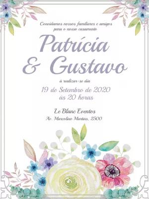 Convite de Casamento Floral Aquarela para Editar Online
