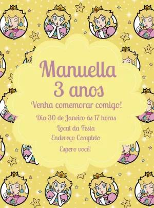 Convite Aniversário Princesa Peach para Editar Online