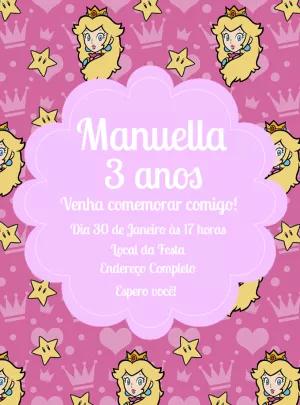 Convite Aniversário Princesa Peach para Editar Online