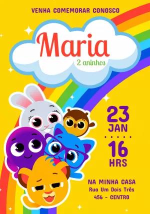 Convite de Aniversário Bolofofos para Editar Online e Imprimir