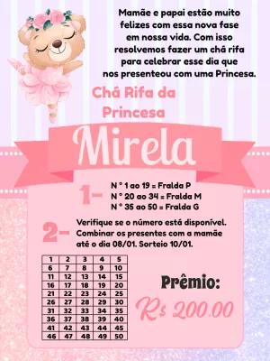 Convite Chá Rifa Ursinha Bailarina para Editar Online