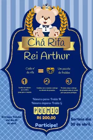 Convite Chá Rifa Ursinho Príncipe Azul para Editar Online