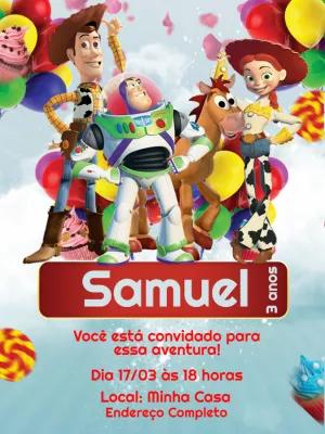 Convite de Aniversário Toy Story com Personagens para Editar Online