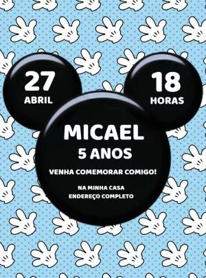 Convite Aniversário Mickey Mouse para Editar Online