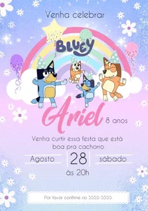 Convite de Aniversário Bluey e Família para Editar Online
