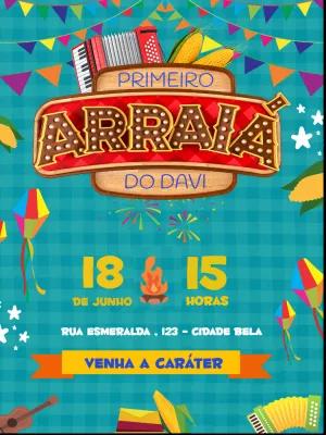 Convite Aniversário Festa Junina Arraiá para Editar Online