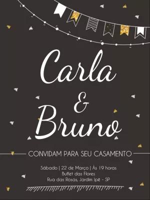 Convite de Casamento com Bandeirinhas para Editar Online